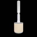 Wooden Base Object With Transparent Section And Purple Particles On White Top