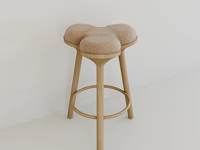 Modern Bar Stool With Wooden Legs And Comfortable Upholstered Seat Design 3d model