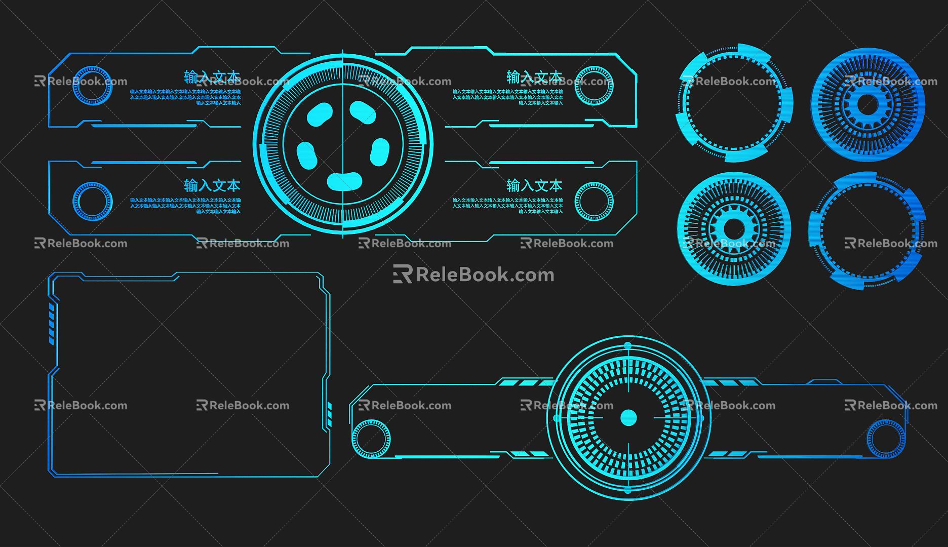 Modern science and technology line science and technology line elements 3d model