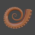 Realistic 3D Octopus Tentacle Model With Detailed Suckers And Brown Texture 3d model