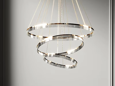 Modern Spiral Ring Chandelier With Crystal Accents And Metal Frame Lighting Design 3d model