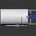 Industrial Stainless Steel Storage Tank With Support Frame Pressure Gauges And Blue Component
