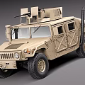 Tan Armored Military Vehicle With Mounted Weapon And Armored Doors