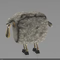 Cute Cartoon Sheep Character With Fluffy White Wool And Black Hooves