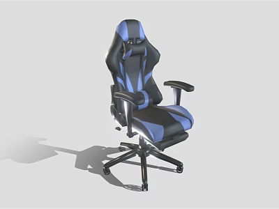 Black And Blue Ergonomic Gaming Chair With Adjustable High Back Armrests And Swivel Casters 3d model