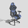 Black And Blue Ergonomic Gaming Chair With Adjustable High Back Armrests And Swivel Casters