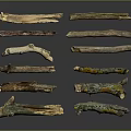 Natural Wood and Stone Decorative Logs with Moss Covered Surface and Various Colorful Shapes