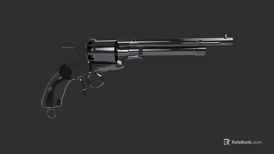 Shiny Metallic Revolver Weapon With Detailed Barrel Cylinder And Grip Design 3d model 