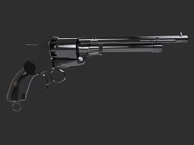 Shiny Metallic Revolver Weapon With Detailed Barrel Cylinder And Grip Design 3d model