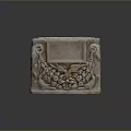 Animal Carvings Decorate Square Stone Container With Intricate Patterns 3d model