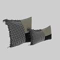 Stylish Throw Pillows with Black White Checkered Pattern Fringed Edges and Patchwork Design