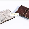 Vintage Antique Books With Open Illustrated Pages And Brown Cover