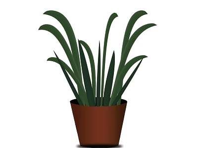 Fresh Green Leaf Potted Plant with Long Leaves in Brown Clay Pot for Home Decor 3d model