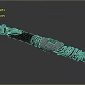 Silver And Black Metallic Weapon With Spiral Hilt Design And Reflective Surface