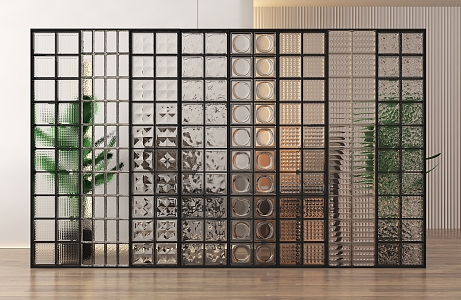 Modern glass brick partition glass brick glass partition 3d model