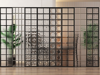 Modern glass brick partition glass brick glass partition 3d model