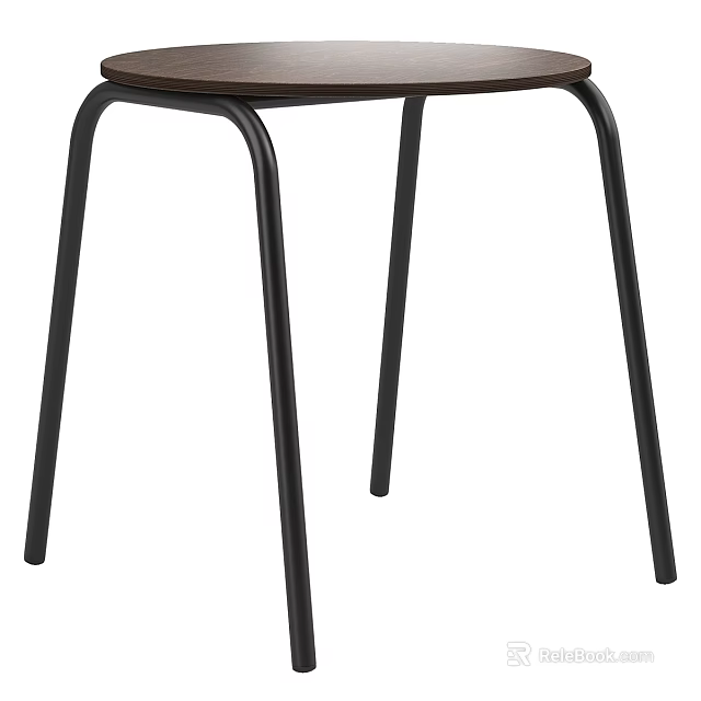 Black Metal Stool With Curved Legs For Modern Home Interior Decor 3d model 