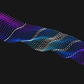 Abstract Wavy Digital Pattern With Purple Blue White Dotted Lines On Black Background 3d model