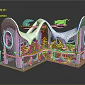 Unique Architectural Model With Decorative Roof Colorful Windows And Multi Level Structure