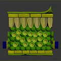 3D Visualization of Human Head Organ Cell Structure with Green Cytoplasm and Blue Nucleus