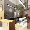 Modern Beauty Hair Salon Interior Design With Mirrors Chairs Green Plants And Wooden Ceiling