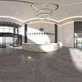 Elegant Bright Luxury Marble Company Reception Lobby With Comfortable Lounge Seating And Artistic Chandelier