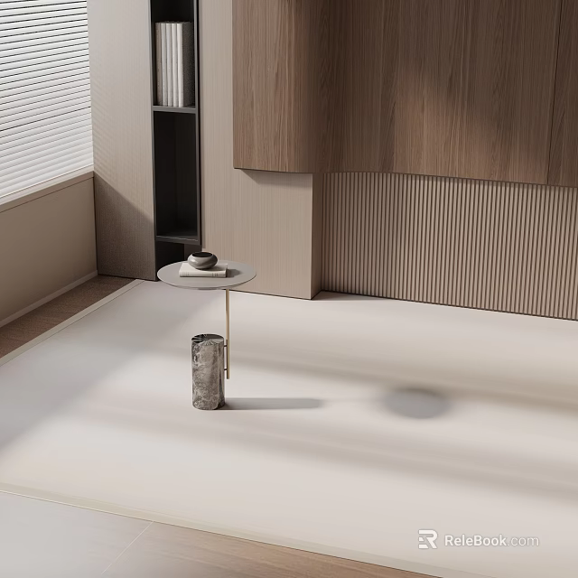Modern Minimalist Side Table with Round Top and Metal Frame for Contemporary Living Room Decor 3d model 