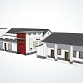 Traditional Modern House Exterior Styles With White Walls Black Roof Red Door And Brown Doors