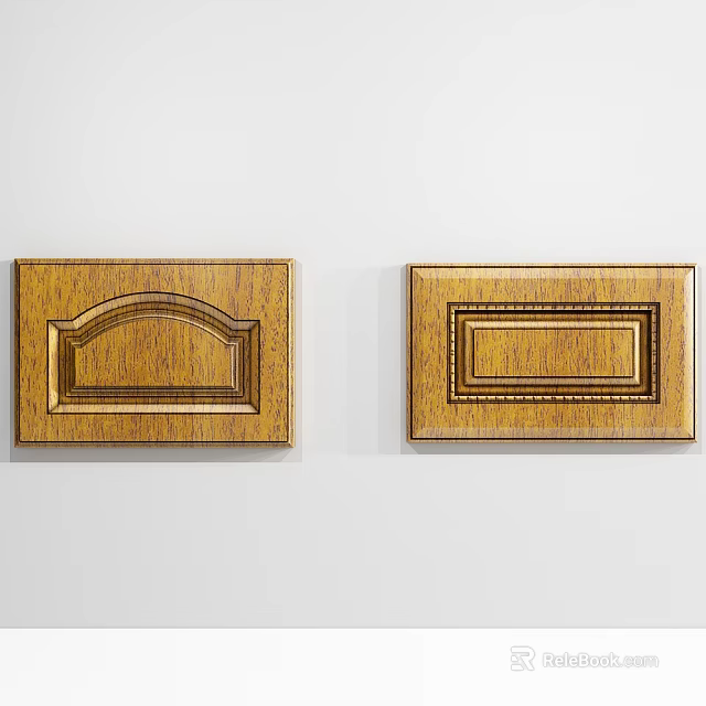 Wooden Decorative Panels With Carved Arched Top And Rectangular Frame Design 3d model