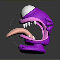 Cartoon Purple Monster Game Movie Character With Big White Eye Green Pupil Sticking Out Tongue 3d model