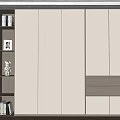 Modern Light Colored Wardrobe Interior With Illuminated Shelves And Drawers