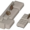 Modern White Modular Sectional Sofa With Brown Cushions And Tufted Design Details 3d model