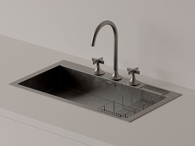 Stainless steel sink kitchen sink under counter basin faucet sink built-in sink single sink 3d model