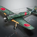 Vintage Green Propeller Fighter Aircraft With Red Circle Markings On Wings Classic Military Design