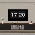 Elegant Wooden TV Stand with Drawers Glass Doors and Decorative Vase Fruit Bowl