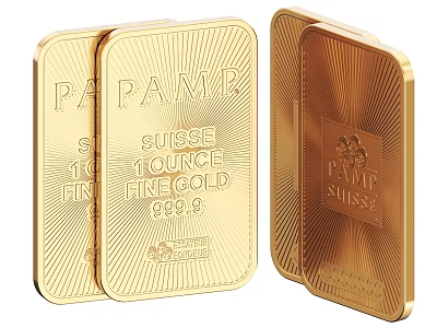 PAMP Suisse 10 Troy Ounce Fine Gold 999.9 Branded Bars With Logo 3d model
