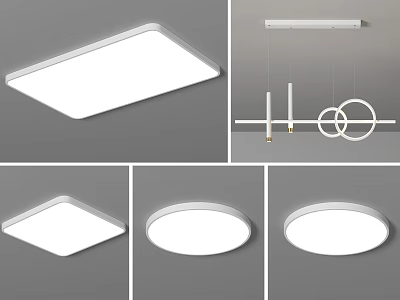 Modern Ceiling Lights With Square Round And Ring Design For Home Interiors 3d model