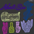 Vibrant Nail Bar Neon Decor With Love Nails Hearts Polish Bottle And Hands