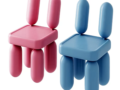 Cute Pink Blue Kids Chair With Round Cylindrical Parts Modern Design 3d model