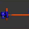 3D Mechanical Structure With Red And Blue Components And Green Circular Elements