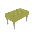 Green Tufted Ottoman Bench with Light Wood Legs Modern Living Room Furniture