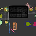 Modern Desktop Workspace With Laptop Notebook Calendar Pens Green Plant Mug And Clock