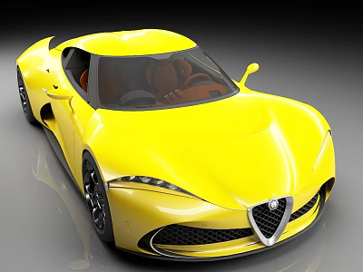 Sleek Yellow Sports Car With Modern Design Black Wheels Brown Seats And Front Grille 3d model