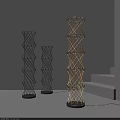 Woven Floor Lamps With Black And Gold Design And Small Bulbs For Interior