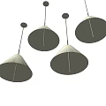 Four White Cone Shaped Pendant Lights For Modern Interior Design 3d model