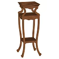 Wooden Flower Stand With Carved Details And Classic Design For Home Decor