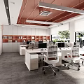 Office Public Area Open Shared Office Desk and Chair Combination 3d model