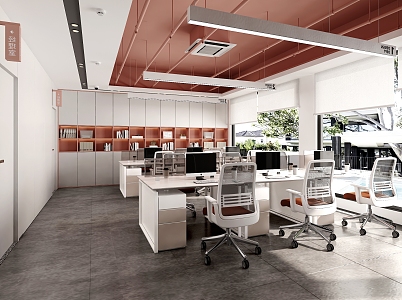 Office Public Area Open Shared Office Desk and Chair Combination 3d model