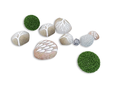 Modern Pebbles Graffiti Pebbles 3d model