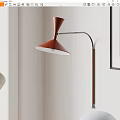 Modern Brown Wall Lamp With Curved Metal Arm And White Shade On Wall